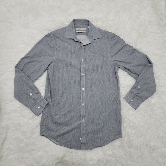 Michael Kors Mens Dress Shirt Gray Button Up Long Sleeve Slim Fit Size 32/33 - Picture 1 of 7